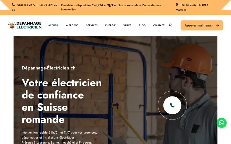 Aperçu du site Dépannage Électricien 24/7