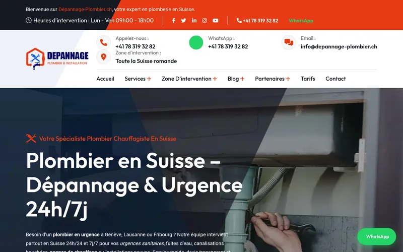 Aperçu du site Dépannage Plombier 24/7