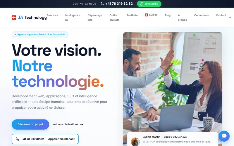 Aperçu du site JA Technology